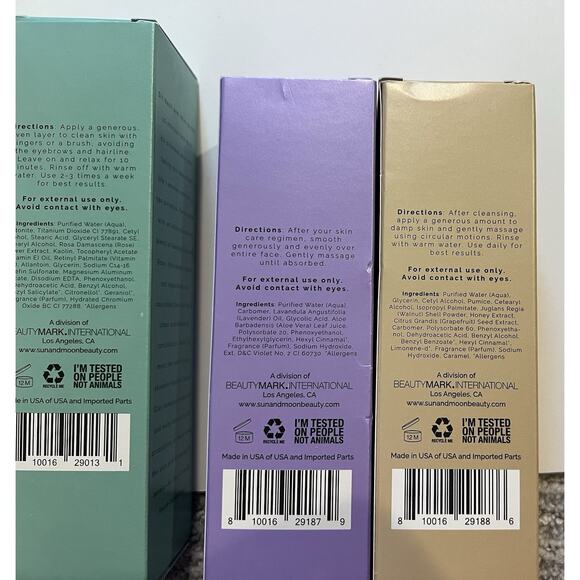 NEW Sun+Moon Set Moisturizer Gel Enzyme Scrub, Clay Facial, Night Mask Exfoliate - Picture 6 of 6